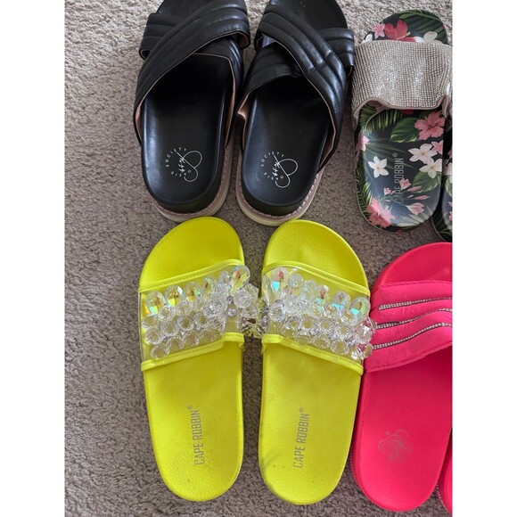 Neon Sandal Slides Bundle womens size 5-6.5 - Picture 2 of 4